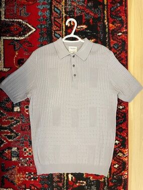 Men's Short-Sleeve Knit Polo in Light Gray by